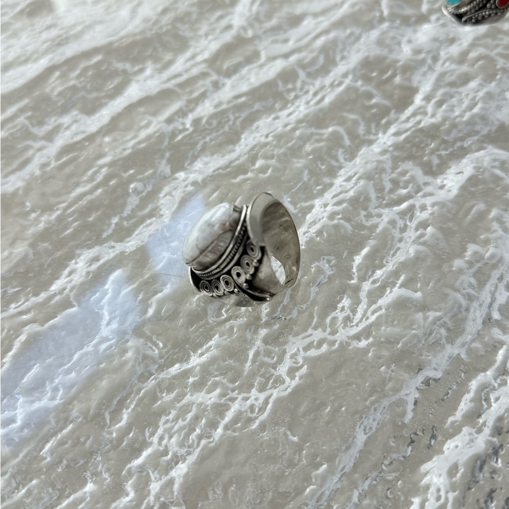 Silver Ring with White Stone